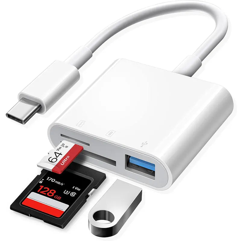 3 In 1 Adapter Type-C, Tf, Cf, Sd, Memory Card Reader, Recorder, Compact Flash Usb-C, Pro, Huawei, Macbook