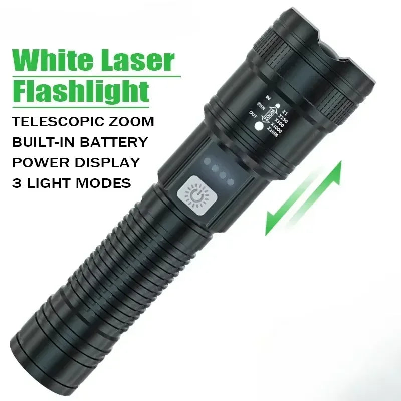 High Power Self Defense LED Flashlights USB Rechargeable Strong Hand Light Multifunctional Torch Lamp For Emergency Camping