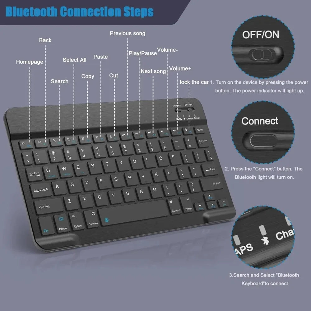 Bluetooth Keyboard for iPad 10th Generation iPad Pro 13 12 11 10 9 8 7 Inch iPad Air 13 11th iPad Mini Samsung Xiaomi Tablets