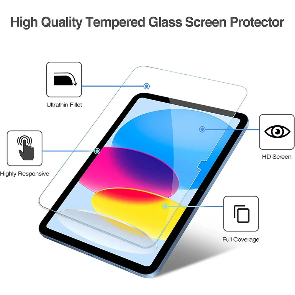 For Ipad 10 9 9th 10th Generation Pro 13 12.9 6th Tempered Glass Screen Protector For Ipad Air 11 5 4 3 2 Mini 6 10.2 2024 Film