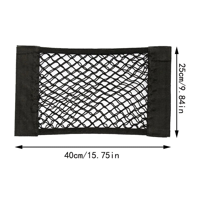 Car Storage Net Stretchable Mesh Pocket Net Magic Elastic Sticker Universal Rear Mesh Trunk Seat Bag Pocket Cage Auto Organizer