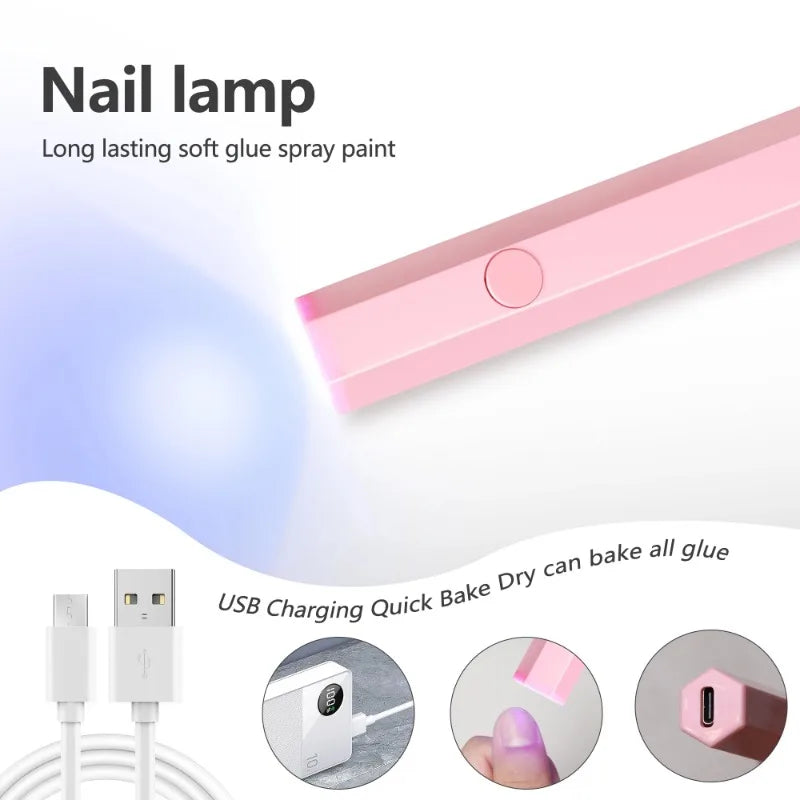 Portable Handheld Mini Nail Lamp For All Gel Polish Quick Dry USB Nail Dryer Machine UV LED Nail Lamp Mini Flashlight Pen