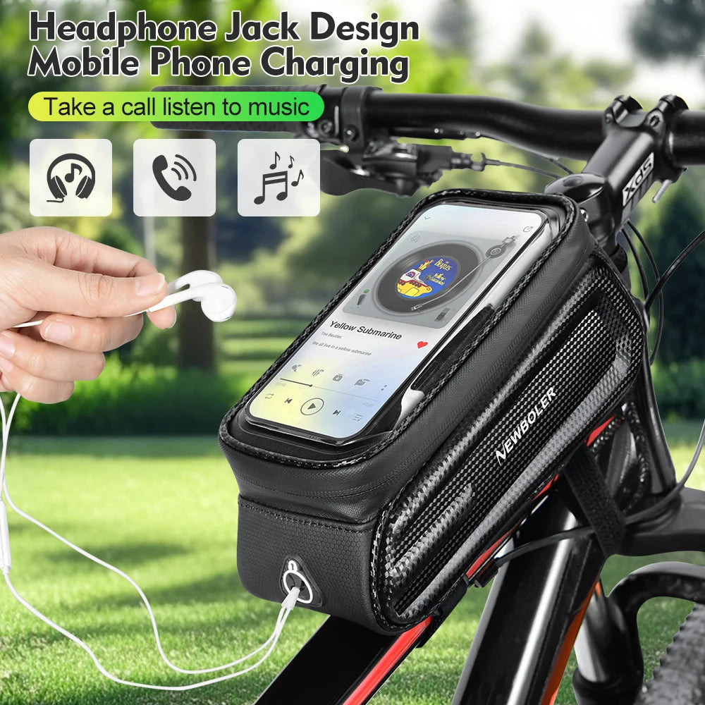NEWBOLER Bicycle Bag Cycling Top Front Tube Frame Bag Waterproof 6.5 Inches Phone Case Storage Touch Screen MTB Road Bike Bag