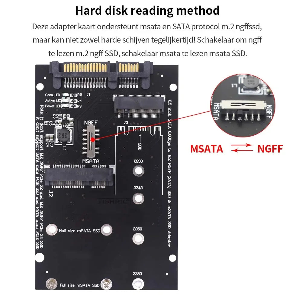 M.2 NGFF Msata SSD To SATA 3.0 2.5 Adapter M2 PCI SSD Converter Riser Card For PC Laptop Add On Card up to 6Gps