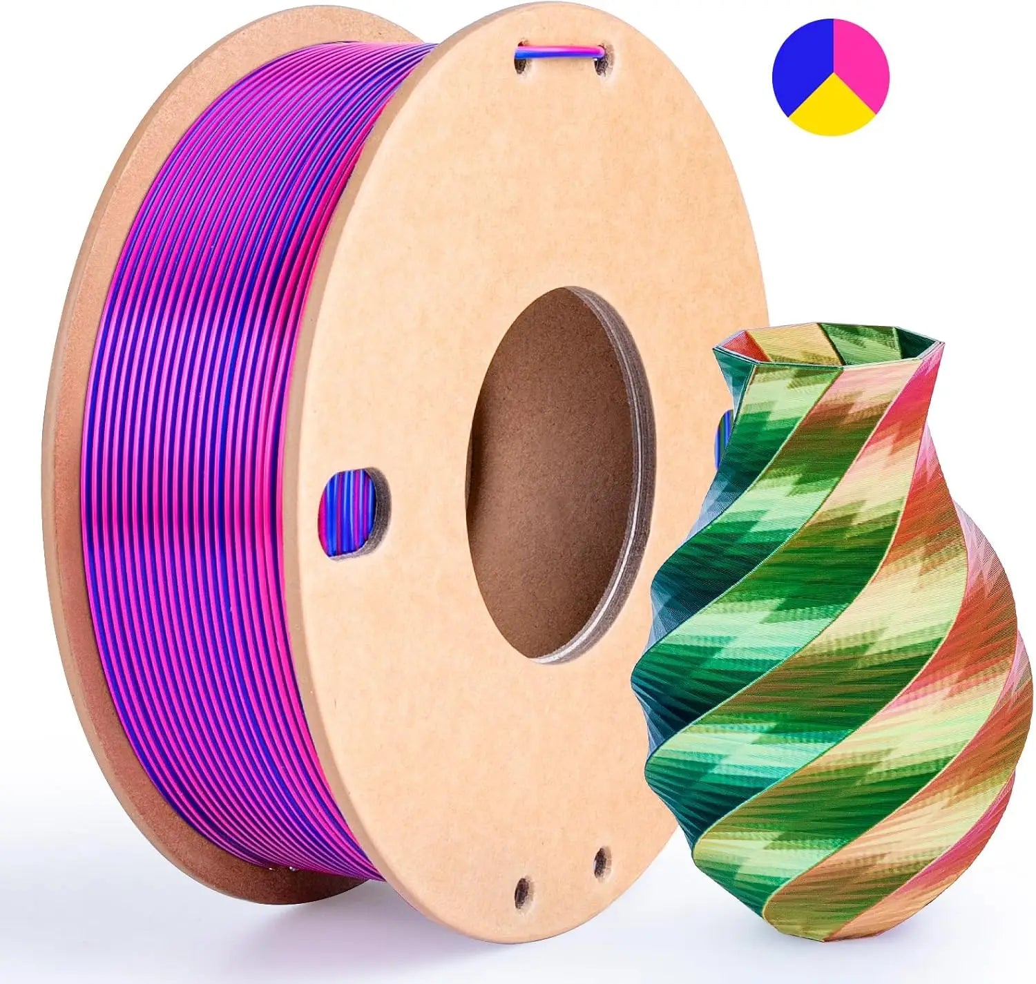 Multicolor 3D Printer Filament,Dual/Tri Color 1.75mm PLA Silk Shiny Printing Filament,250g(0.55lbs) Fit Most FDM 3D Printer