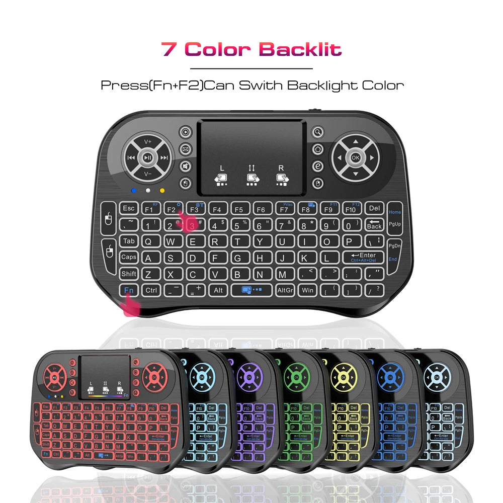 Bluetooth Wireless Mini Keyboard Backlit 2.4G USB English Russian French Spanish Portuguese Arabic Hebrew for Android TV Box PC