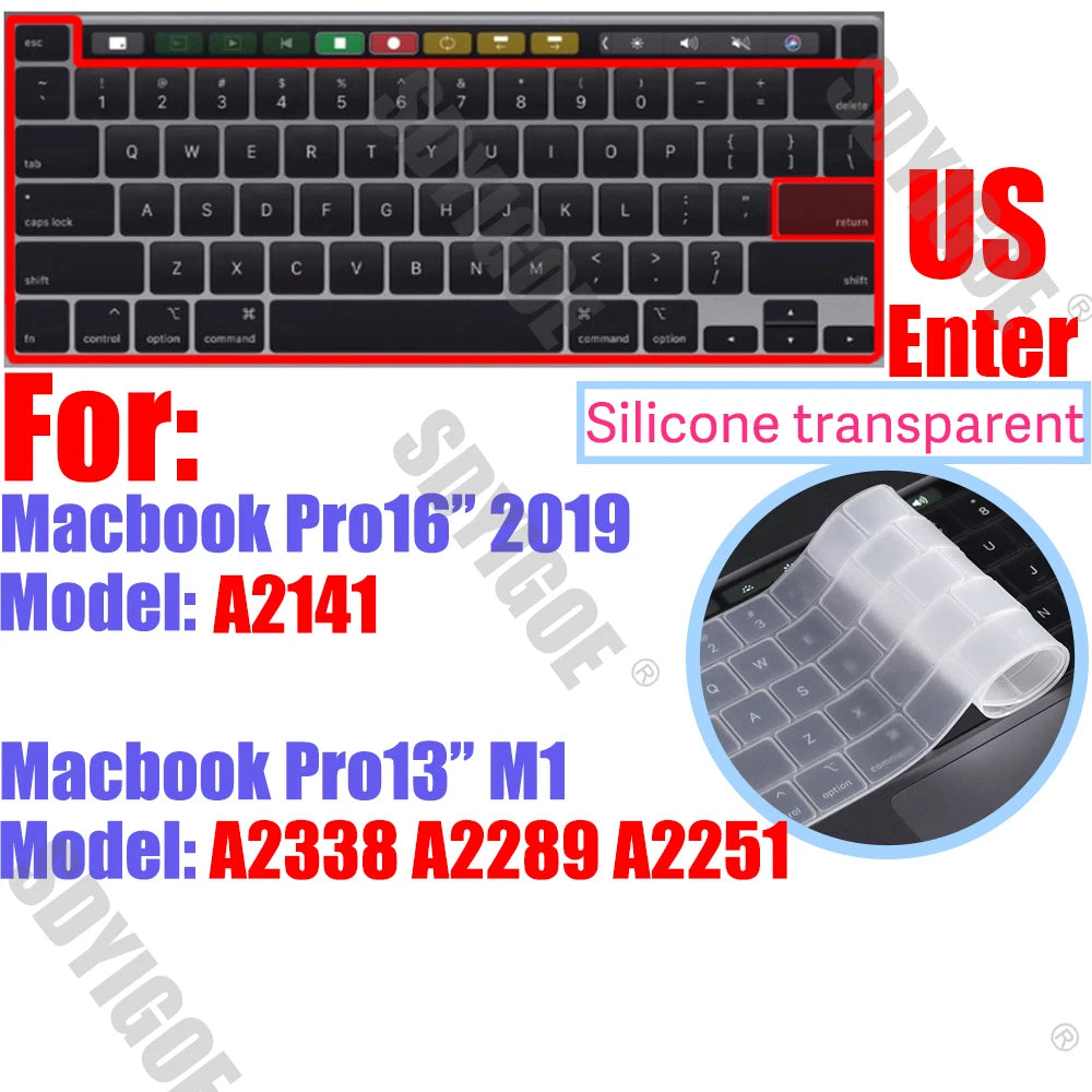 Silicone Keyboard Cover Skin for all models MacBook Air/Pro13“14”15“16” M1 M2 M3 Chip Model A2918 A2991 A2338 A2337 A2681 US&EU