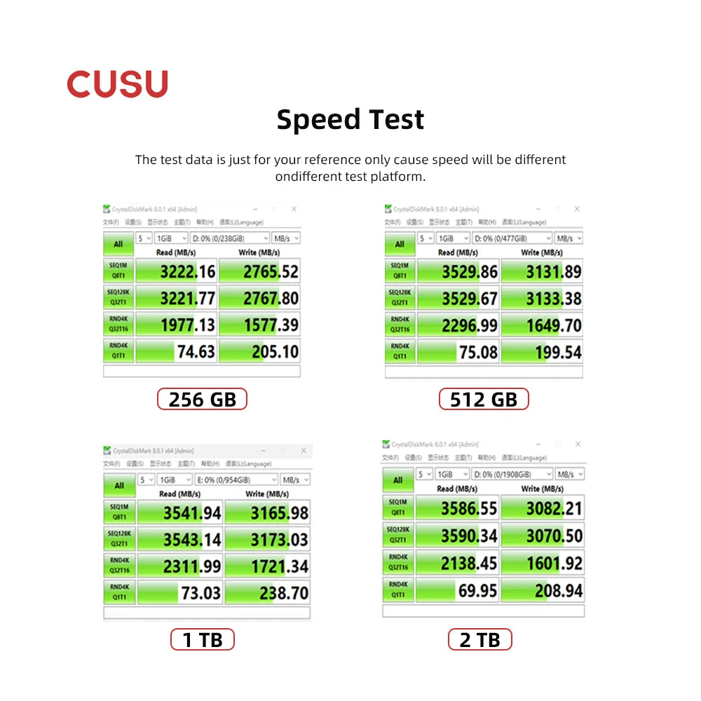 CUSU M2 SSD 256GB 512GB 1TB 2TB SSD NVMe PCIe3.0x4 M.2 2280 TLC Internal Solid State Drive for laptop Desktop