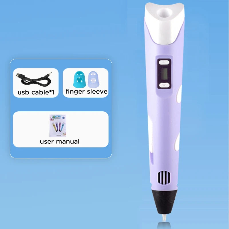 3D Pen Drawing Printing Pen With LCD Screen Compatible PLA Filament Toys Safe Paiting for Children DIY Christmas Birthday Gift