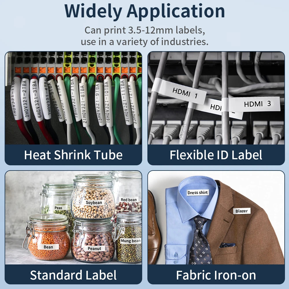 E1000PRO Tube Label Printer Sticker Label Printer & Label Tape 12mm Compatible for Brother Ptouch Label Machine TZe-231 HSe-231