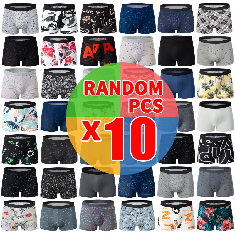 4/10 Piece Men's To Teenagers' Parent-child Underwear Simple And Fashionable Printed Boyshort Joker Casual Elastic Waist Shorts