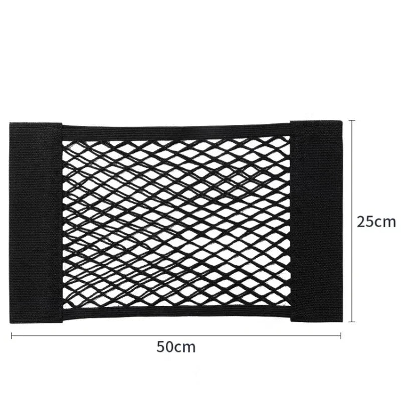 Car Storage Net Stretchable Mesh Pocket Net Magic Elastic Sticker Universal Rear Mesh Trunk Seat Bag Pocket Cage Auto Organizer