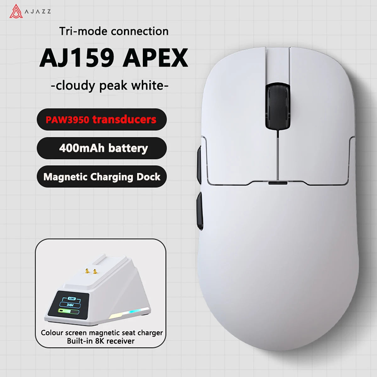 AJAZZAJ159 gaming mouse three-mode 8k wireless charging base lightweight professional gaming PAW3395