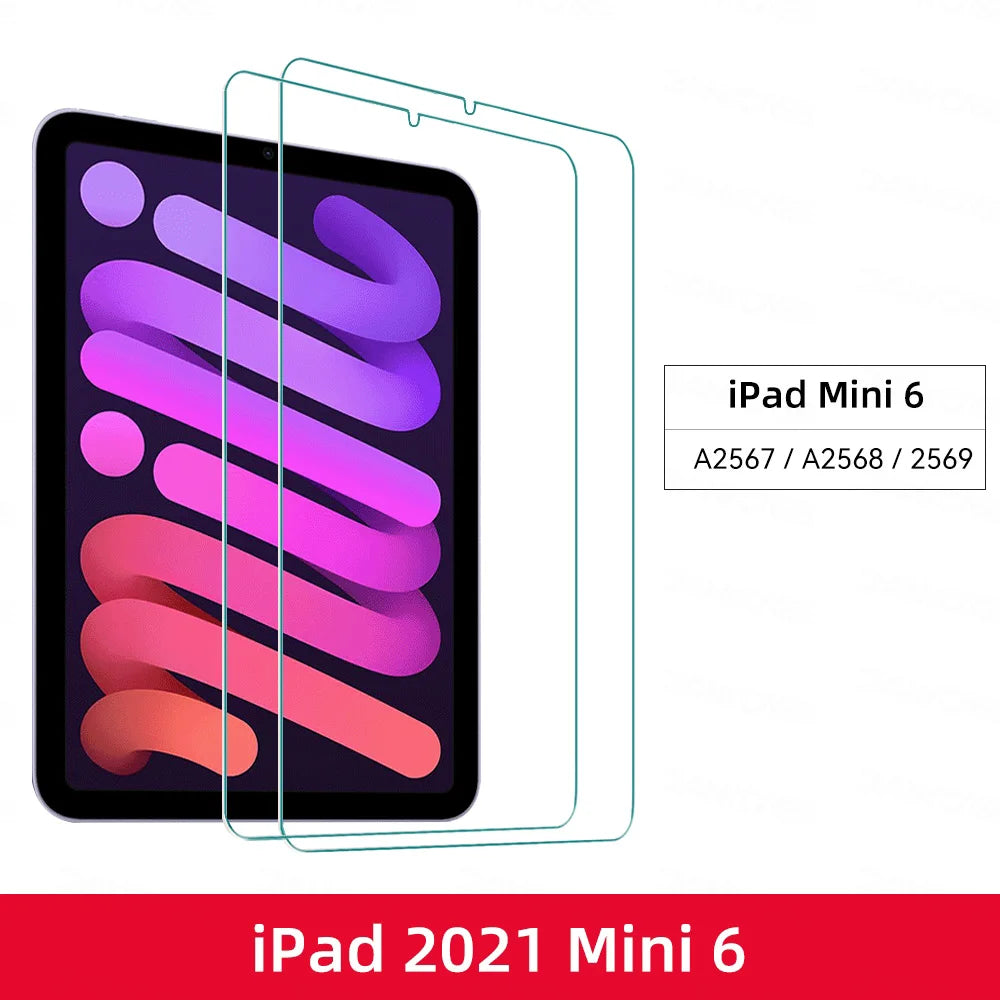 2pcs Tempered Glass Films for 2024 iPad Air 11/13 M2 Pro 11/13 M4 Screen Protector for iPad 3/4/5/6/7/8/9/10th Air 4/5 Pro 11