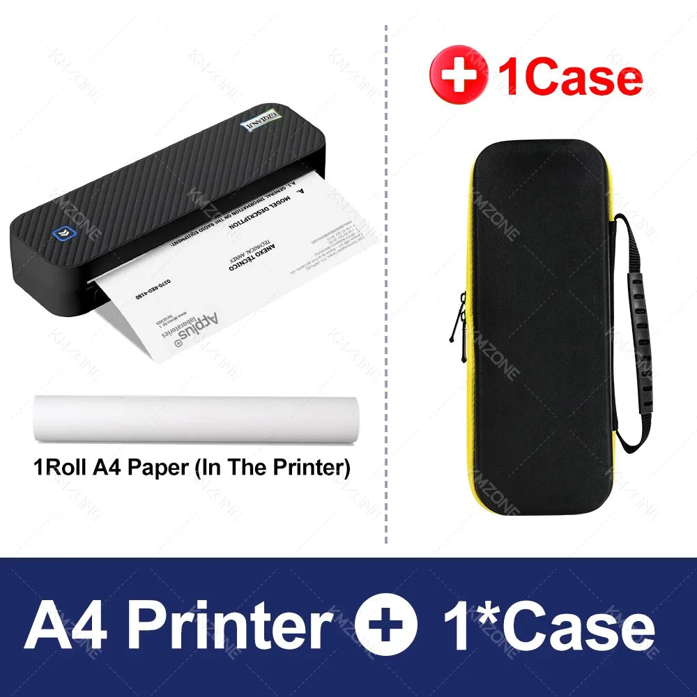 Portable A4 Thermal Printer Bluetooth Photos PDF Document Printing Machine Folded Rolls Paper For Office Work Home School Travel