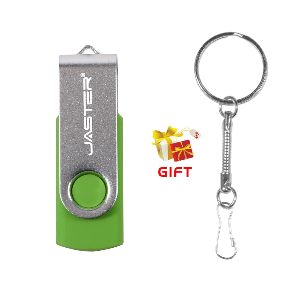 JASTER Rotatable Colorful USB 2.0 Flash Drive 128GB Creative Gift Memory Stick 64GB Silver Clip Pen Drive 32GB U Disk 16GB 8GB