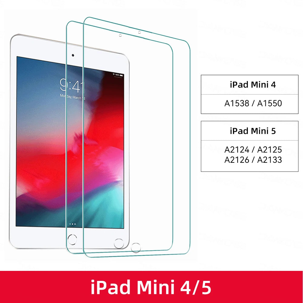 2pcs Tempered Glass Films for 2024 iPad Air 11/13 M2 Pro 11/13 M4 Screen Protector for iPad 3/4/5/6/7/8/9/10th Air 4/5 Pro 11
