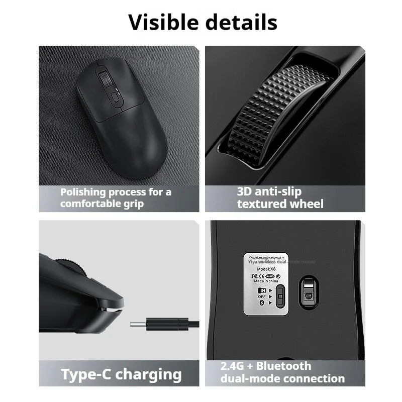 2025New Many Modes Bluetooth Gaming Mouse Rechargeable 2.4G USB Wireless RGB Backlight Mouse for iPad Tablet Laptop Computer