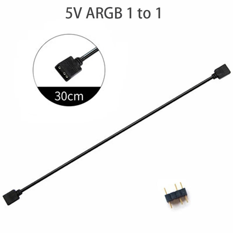 LDPCSJ RGB 3PIN 5V ARGB 1 to 2/3/4/5 Extension Line Sync Motherboard Cable 4PIN 12V for Computer Hardware