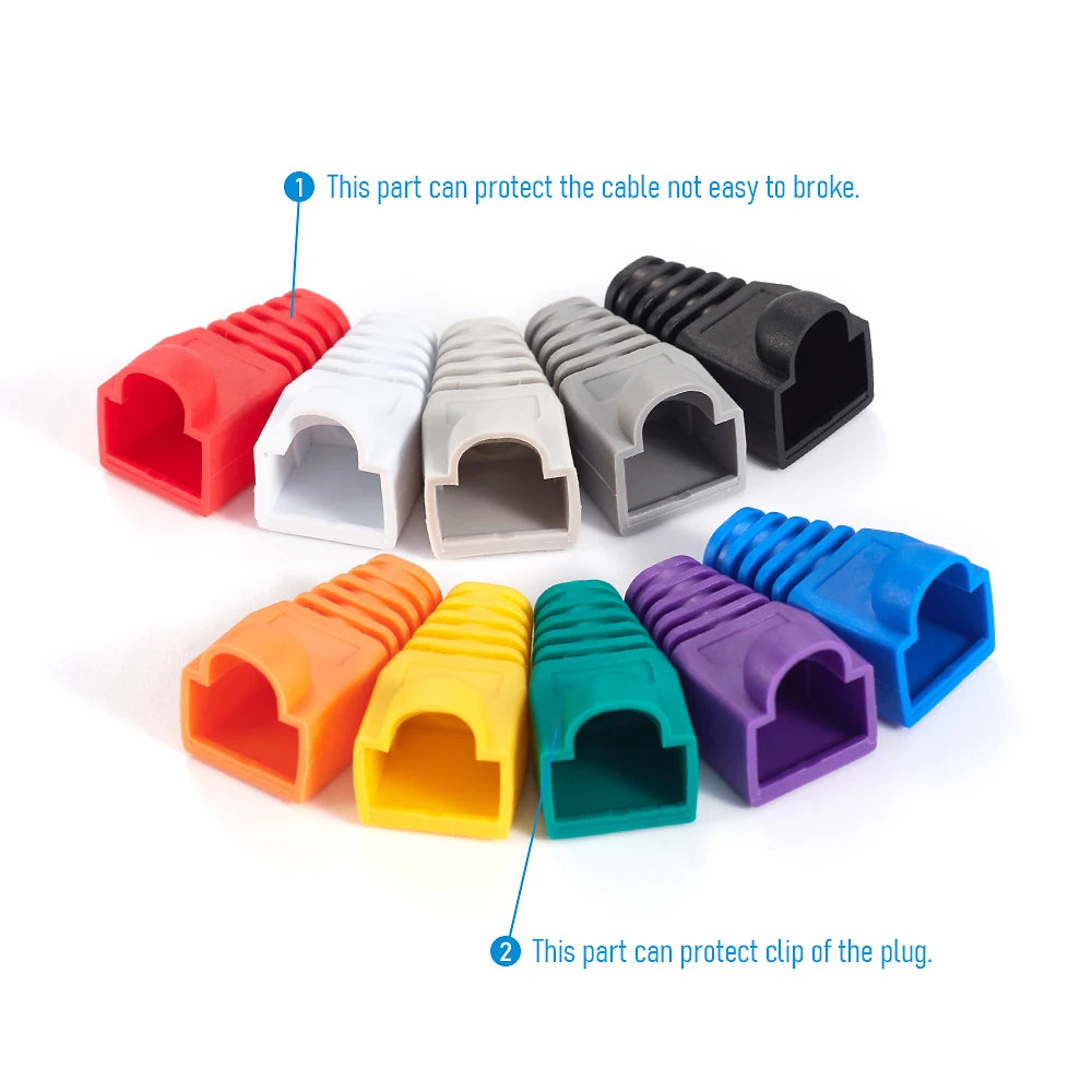 20/50pcs OD6.5 Cable Connector Plug Cover CAT5E CAT6 RJ45 Ethernet Network Cable 10 Colors Strain Relief Boots