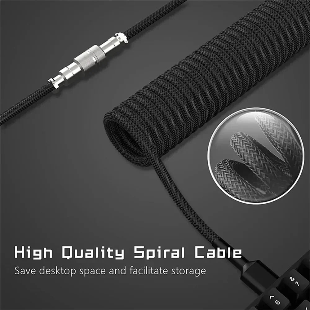 Aviator Coiling Cable Type C USB Port Mechanical Keyboard Cable for Gaming and Desktop Computers