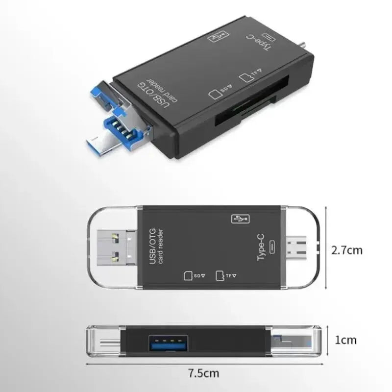 OTG Type C SD TF Card Reader 7 in 1 USB 3.0 Micro USB Flash Drive Adapter 5Gbps High Speed Transfer Multifunctional Card Reader