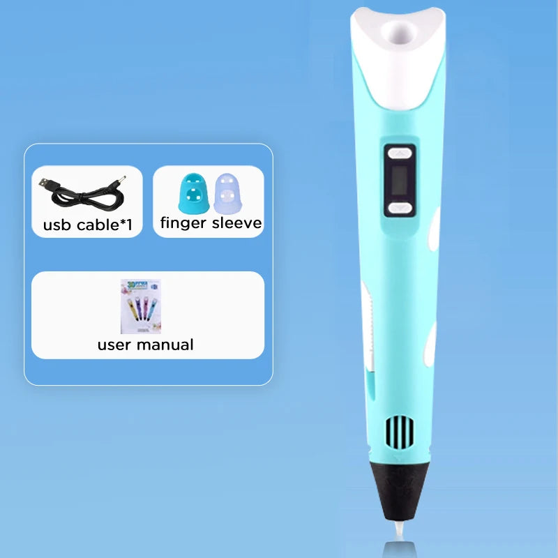 3D Pen Drawing Printing Pen With LCD Screen Compatible PLA Filament Toys Safe Paiting for Children DIY Christmas Birthday Gift