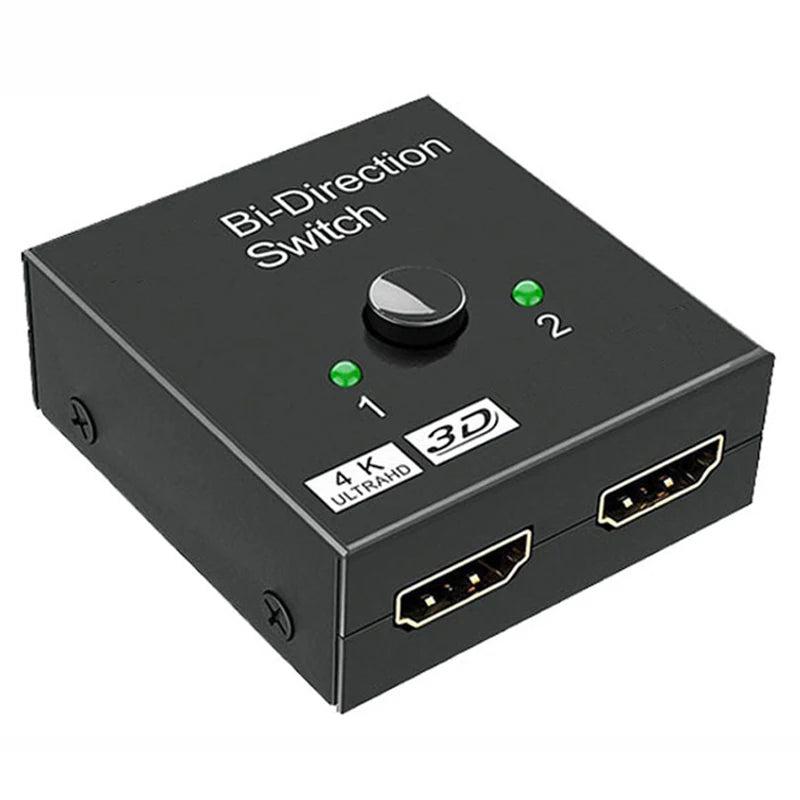 4K HDMI-Compatible Switch 2 Ports Bi-directional 1x2 / 2x1 HDMI-Compatible Switcher Splitter Supports Ultra HD 4K 1080P 3D HDR