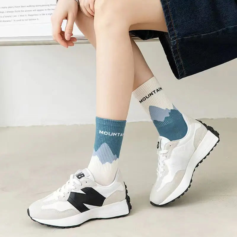 1/4 Pairs Men's and women's casual socks, asymmetrical niche mid length socks,  Japanese socks, couple sports socks