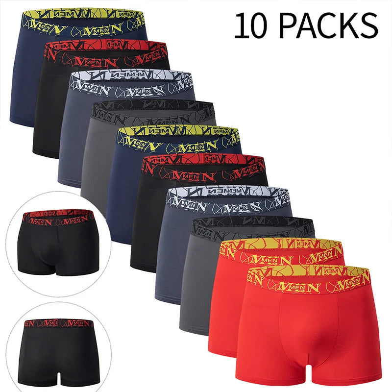 4/10 Piece Men's To Teenagers' Parent-child Underwear Simple And Fashionable Printed Boyshort Joker Casual Elastic Waist Shorts