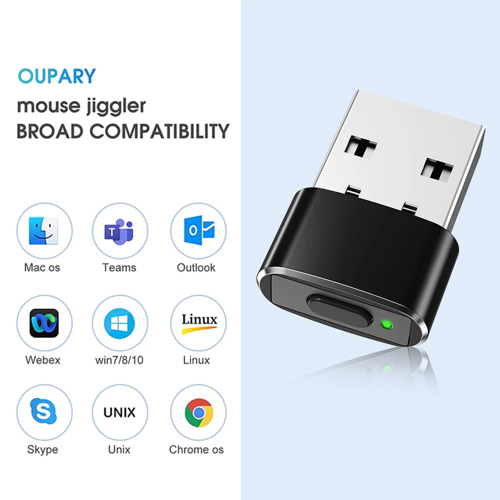 Mouse Jiggler Undetectable Automatic Mover USB Port Shaker Wiggler for PC Laptop Keeps Computer Awake Simulate Mouse Movement