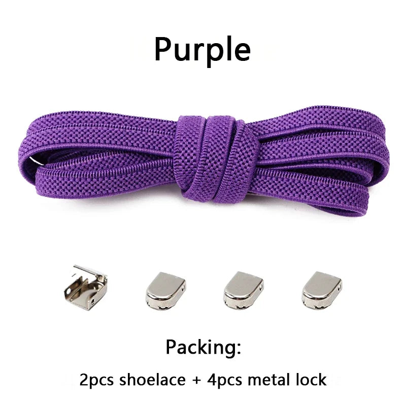 No Tie Shoe Laces Flat Elastic Shoelaces for Sneakers Tieless Shoelace Expand Shoestrings One Size Fits All Adult and Kids Shoes