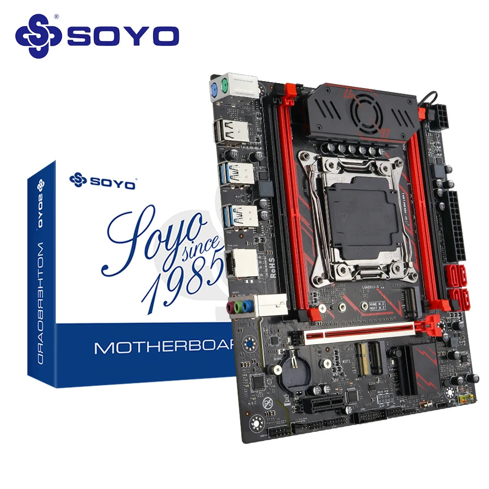 SOYO X99 Gaming Motherboard Set C612 Chipset TPM2.0 Pin with E5 2680 V4 CPU & DDR4 16G (2*8G) 2133MHz RAM PCIE3.0 for Desktop PC