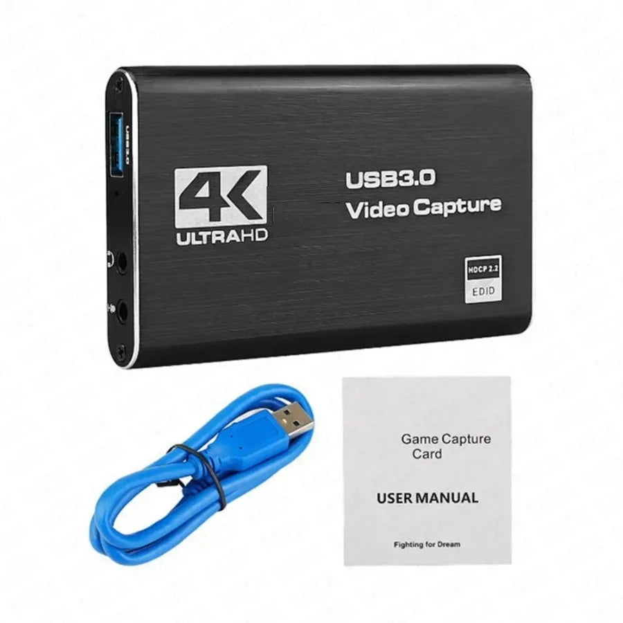 4K USB 3.0 Video Capture Card HDMI-compatible 1080P HD Video Recorder Grabber For PC PS4 OBS Game Recording Game Audio Mic