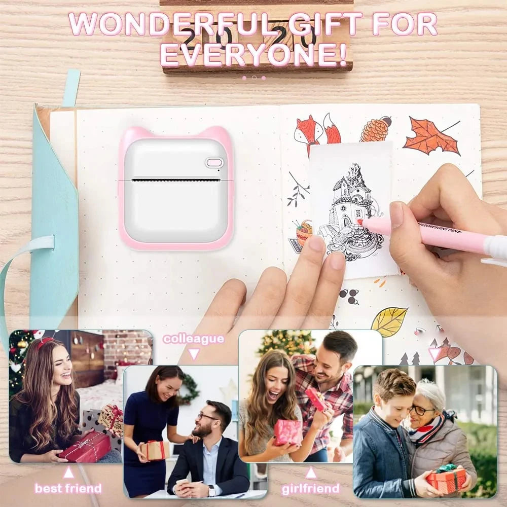 Portable Mini printer,thermal pocket Label  printer, for Android or IOS APP, inkless sticker printer, suitable for home, office