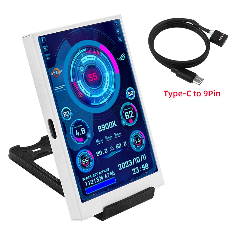 3.5 Inch IPS Type-C Screen 480*320 Secondary Screen CPU GPU RAM HDD USB Monitor Freely AIDA64 Mini Display