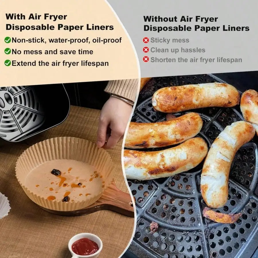 50/100Pcs Air Fryer Disposable Paper Non-Stick Airfryer Baking Papers Round Air-Fryer Paper Liners Paper Kitchen Accessories