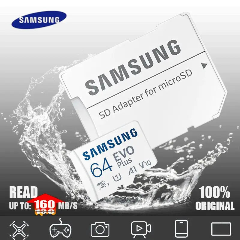 SAMSUNG Original Memory Card 64GB/U1/128GB/256GB/512GB SDXC Micro SD/TF Flash Cards MicroSD UHS-1 U3 4K For Phone Drone Camera