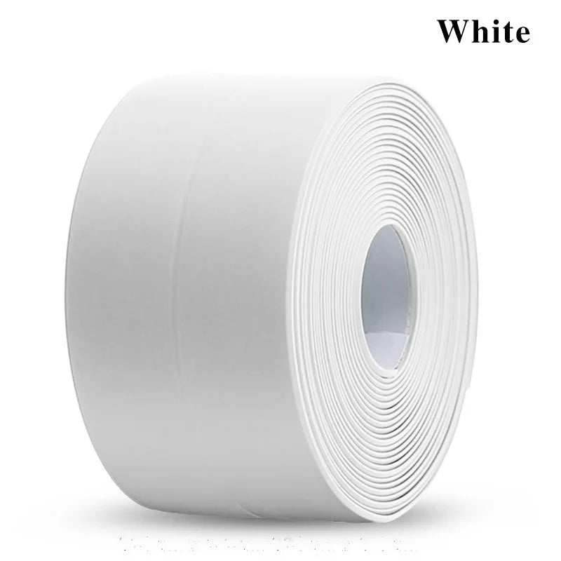 1 Roll of Waterproof White PVC Self-Adhesive Tape - Perfect for Bathroom, Sink & Kitchen - Super Strong Stickiness!