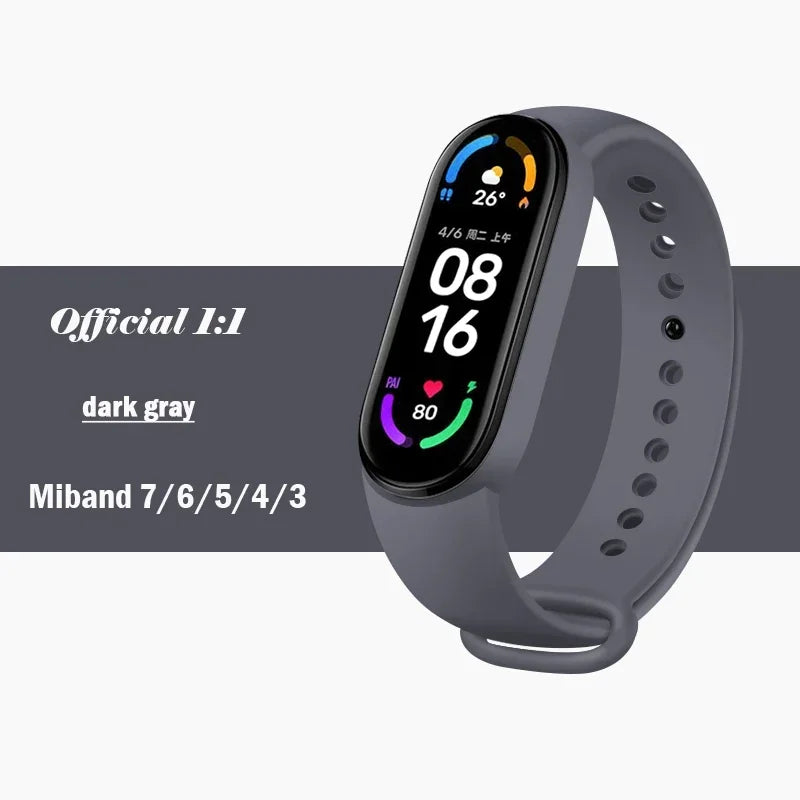 official Silicone Strap For Xiaomi Mi Band 4 5 6 7 Bracelet Sport Watch Wristband Miband4 miband7 Correa Mi band 3 4 5 6 7 Band