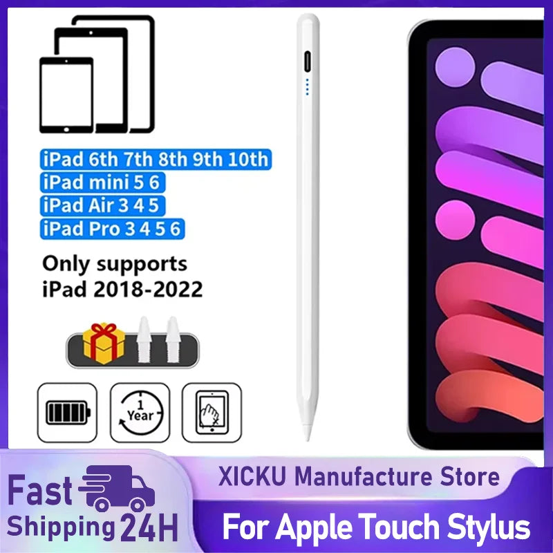 For Apple Pencil Palm Rejection Power Display iPad Pencil Pen For iPad 2025 2024 2023 2022 2021 Pro Air Mini Specific Stylus