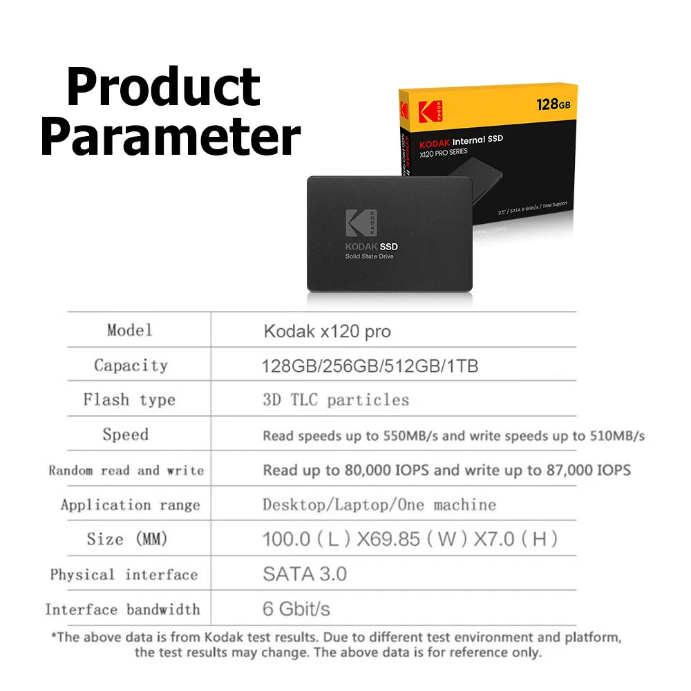 Original KODAK SATA3 SSD 1TB Internal Solid State Drive 128GB 256GB 512GB 2.5 Inch SATA III High Speed Hard Disk for Desktop
