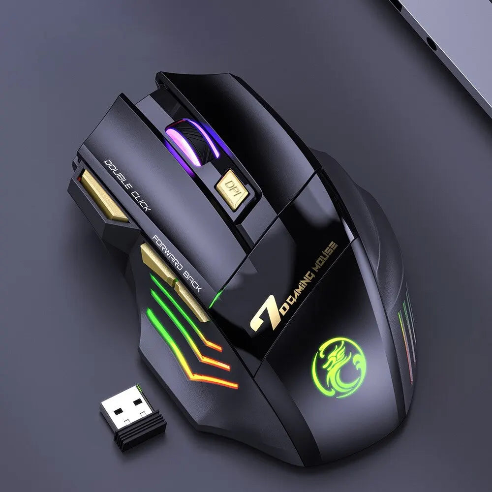 IMICE GW-X7 Wireless Gaming Mouse, 3200DPI, Bluetooth/2.4G, 7 Buttons, Rechargeable, RGB LED