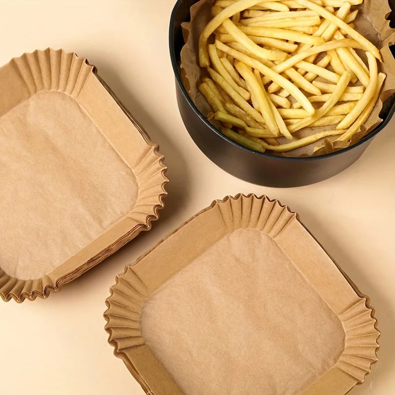 50Pcs/100 Pcs Disposable Air Fryer Paper, Baking Paper Bowl, Oven Paper Liner/Oil-Proof Non-Stick, Heat Resistant