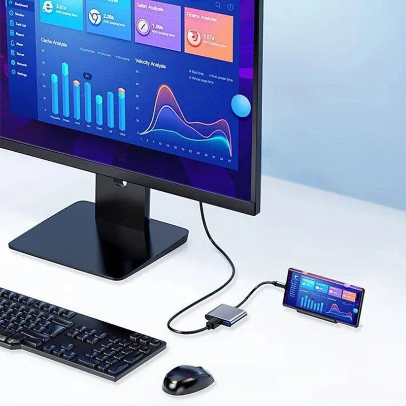 3 In 1 4K Type C Adapter Multi-function USB Hub Interface USB Fast Charger Computer 4K HDMI-Compatible Adapter Docking Station