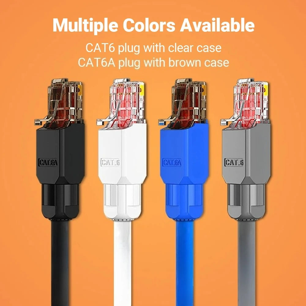 RJ45 Connector Tool Free CAT6A CAT6 10Gbps UTP Field Modular Plug Tool free Ethernet Reusable Termination Lan Plugs 1pcs