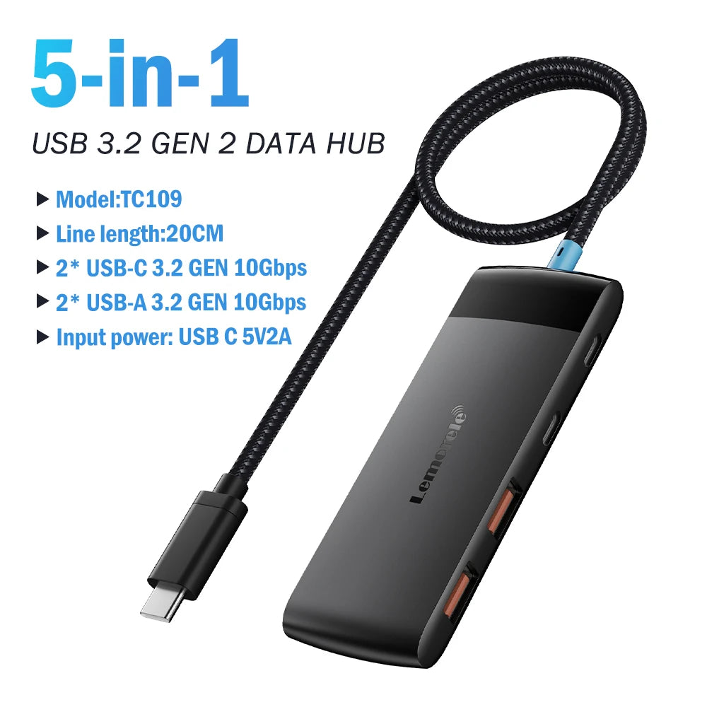 Lemorele USB Hub Type C Hub USB3.0 OTG 4 Port USB C/A HUB Multi Splitter Adapter Laptop Accessories For Lenovo Macbook Pro