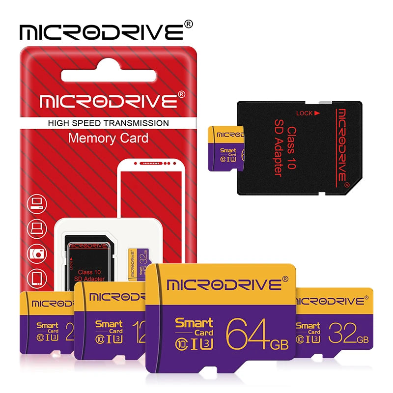 Class 10 Micro TF Card 256GB 128GB 64GB 32GB Memory Card 16GB 8GB High Speed Flash Card A1 Mini TF SD Card for Smartphone Camera