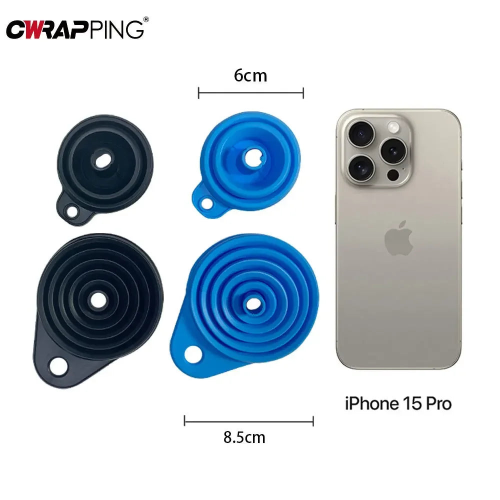 Car Engine Funnel Foldable Portable Auto Engine Oil Petrol Change Funnel Universal Silicone Liquid Funnel Washer Fluid Change