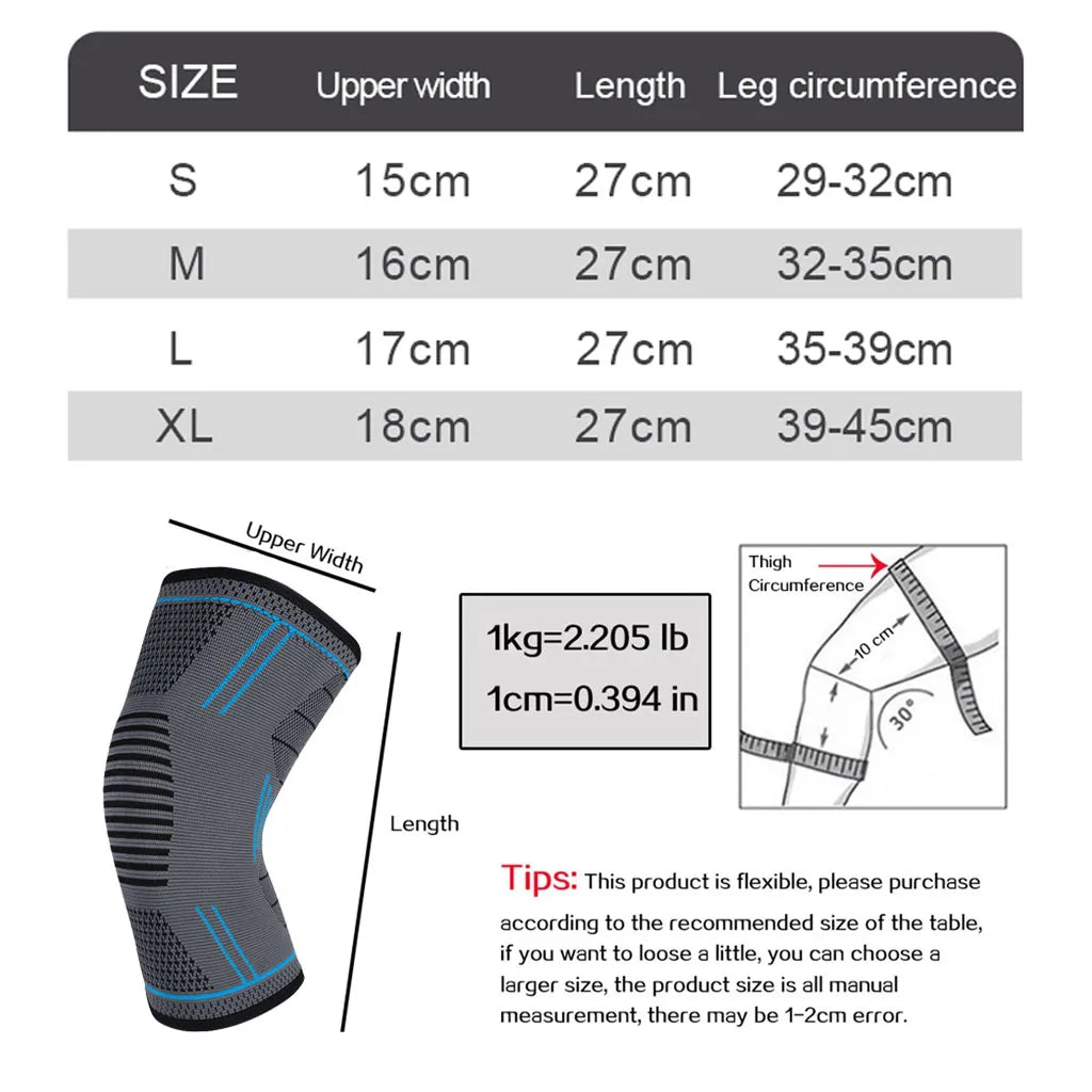 GTUBIKE 1PCS Compression Knee Support Sleeve Elastic Knee Pads Brace Springs Gym Sports Protector Basketball Volleyball Run
